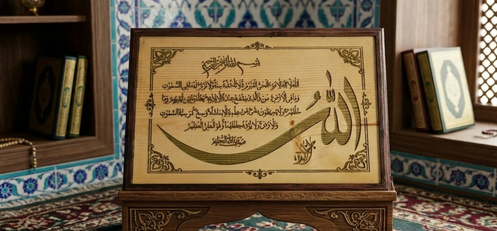 Handcrafted Ayatul Kursi Wooden Wall Art - Islamic Home Decor
